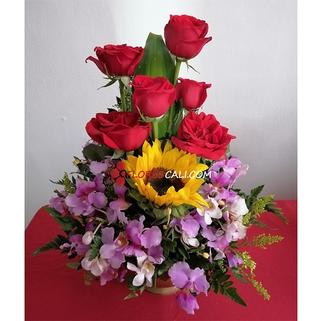 Arreglo de Flores Rojo en Cali Dia de la Madre 