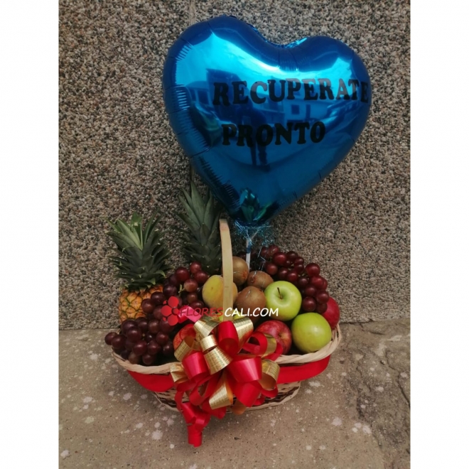 Canasta frutera y globo en cali Dia de la Madre