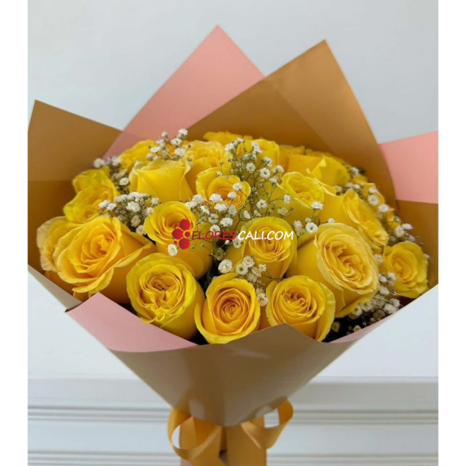 Bouquet de rosas amarillas con perla flores cali