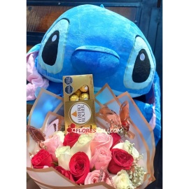 Bouquet de rosas con stitch en cali