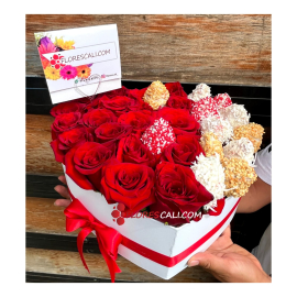 Corazon de rosas y fresones en cali