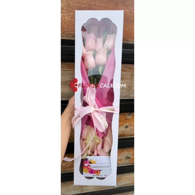 Caja de rosas rosadas dia de la Madre 