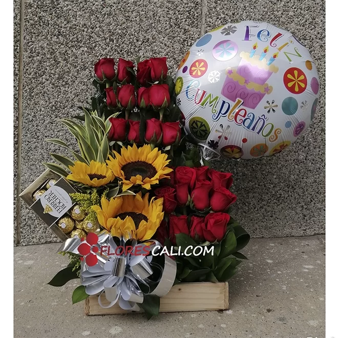 Arreglo girasoles y rosas día de la madre cali 