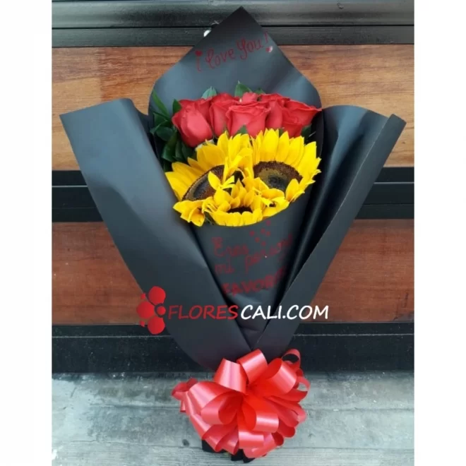 Cono marcado rosas y girasoles Dia de la Madre 
