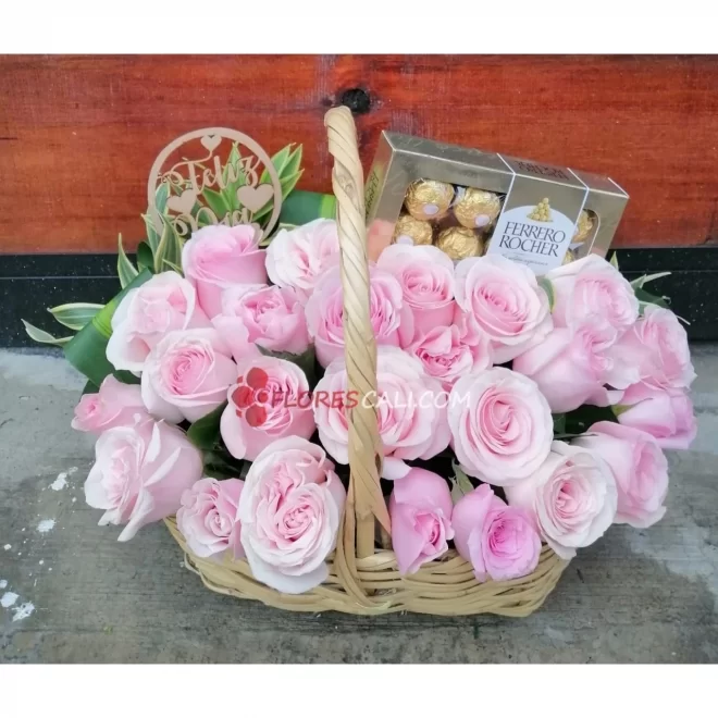 Canasta feliz dia rosa