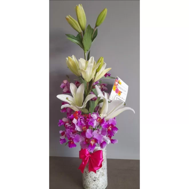 Orquidea en matera con lirios en cali