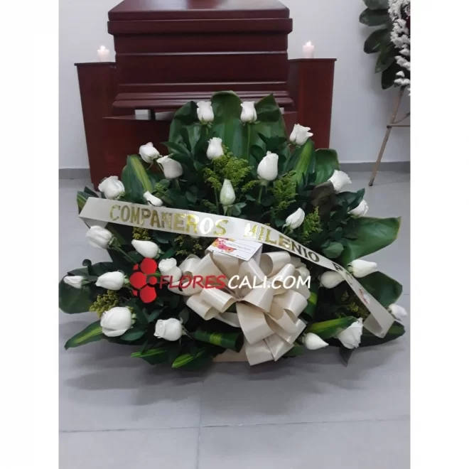 Abanico fúnebre con moño en cali