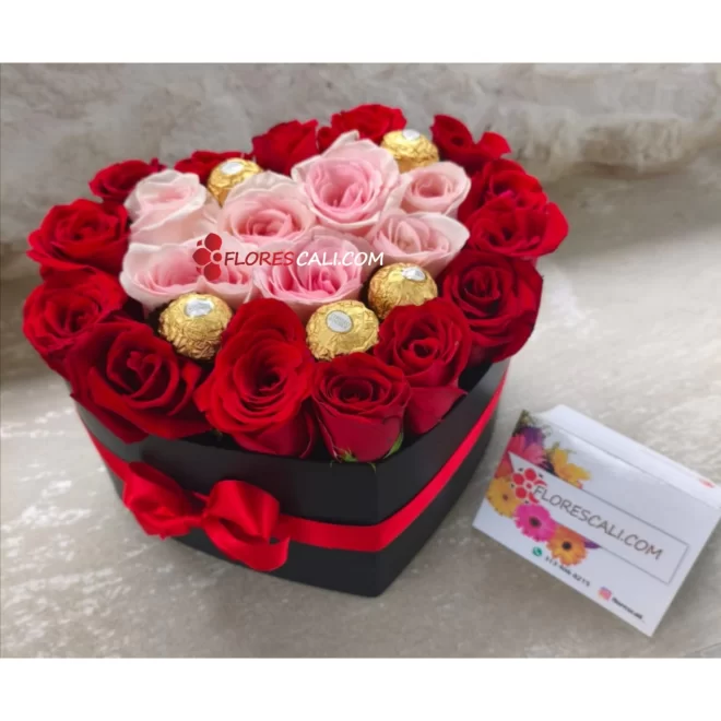Corazon de Rosas con chocolates san Valentin