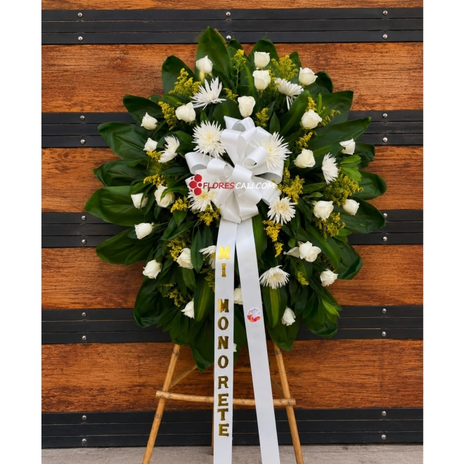 Corona fùnebre blanca, arreglos condolencias en cali