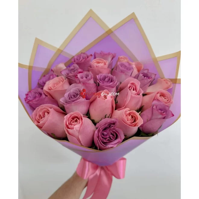 Bouquet tonos rosados floristerias en cali