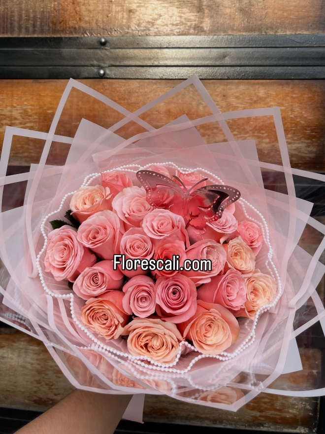 Bouquet rosa mariposa para regalar en cali