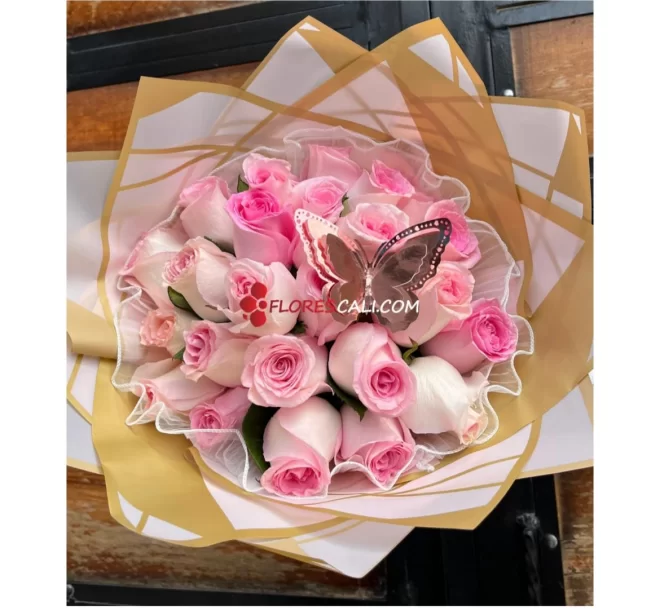 Bouquet rosa mariposa para regalar en cali