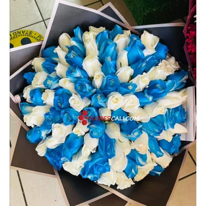 Bouquet buchon flores azules dia del hombre flores cali