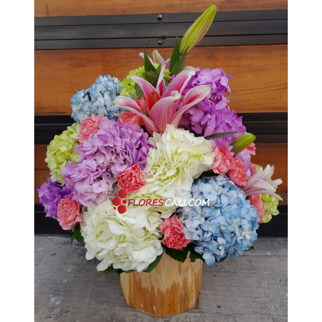 Ramo de flores con hortensias dia de la madre cali