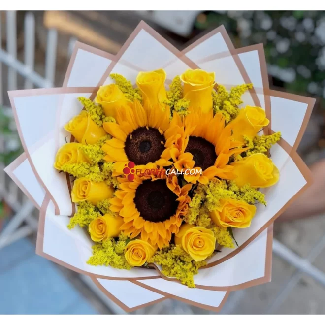 Bouquet girasoles y rosas para ella en cali