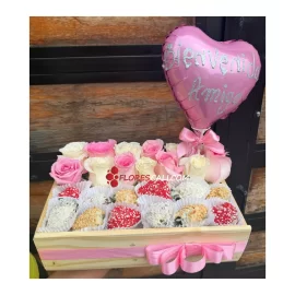 Fresas con chocolate y Flores en Cali