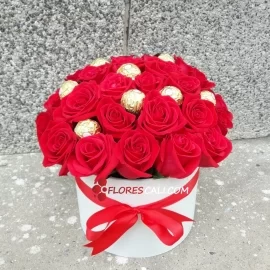 Cilindro de rosas y chocolates en cali 