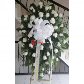 Corona funebre rosa blanca