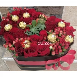 Corazón suculentas y chocolates Dia de la Madre 