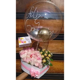 Corazon de cariño con globo flores cali