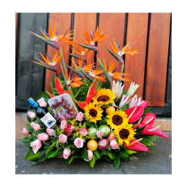Arreglo frutero flores cali