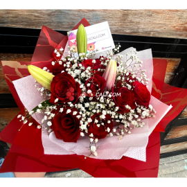 Bouquet lirios y rosas enamorada en cali