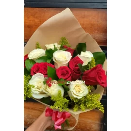 Bouquet rojo y blanco flores dia de la mujer cali