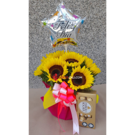 Arreglo de girasoles con chocolates dia de la mujer cali